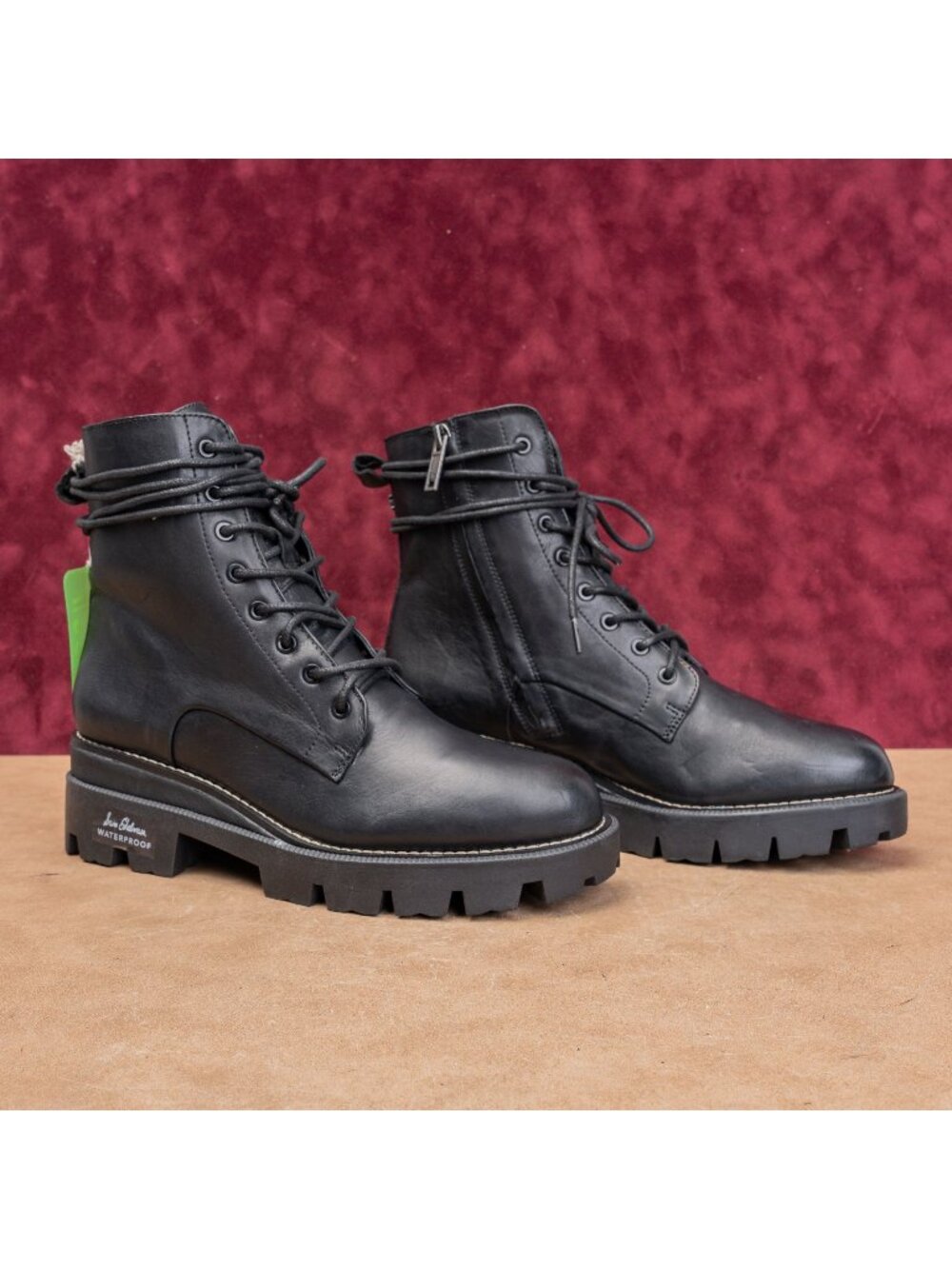 Sam Edelman Garret Black Leather Combat Festival Platform Combat Boots sz 9.5